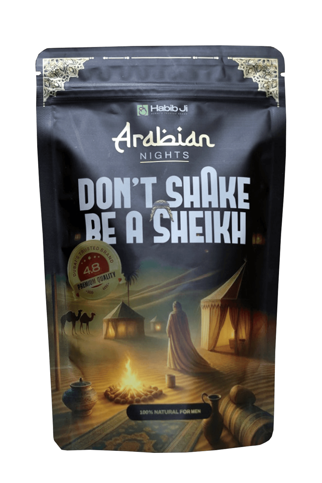 Habib Ji Arabian Nights pouch front - Don't Shake Be A Sheikh, 100% natural for men
